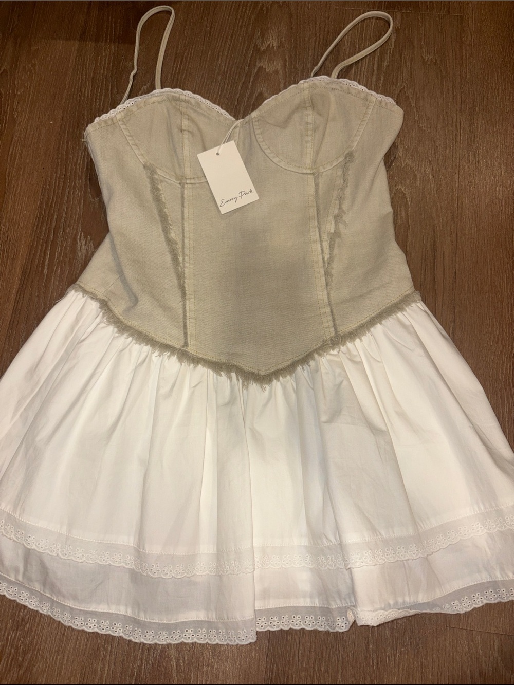 emory park Beige and White Corset-Style Dress